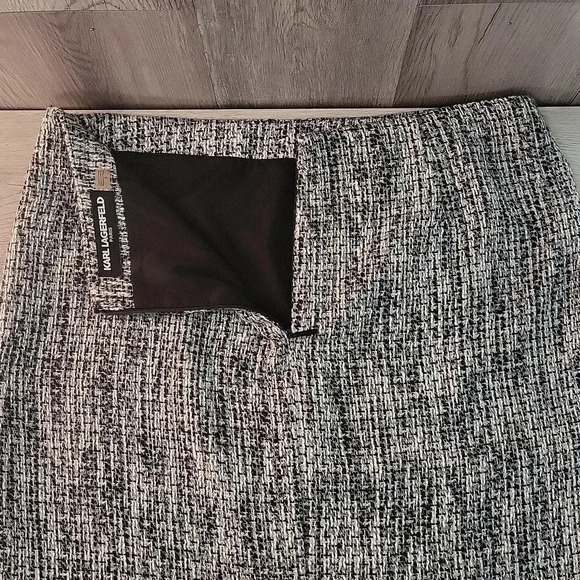 🛍Karl Lagerfeld Paris Black White‎ Tweed Back Zip Pencil Skirt Womens Size 8 - Picture 7 of 9